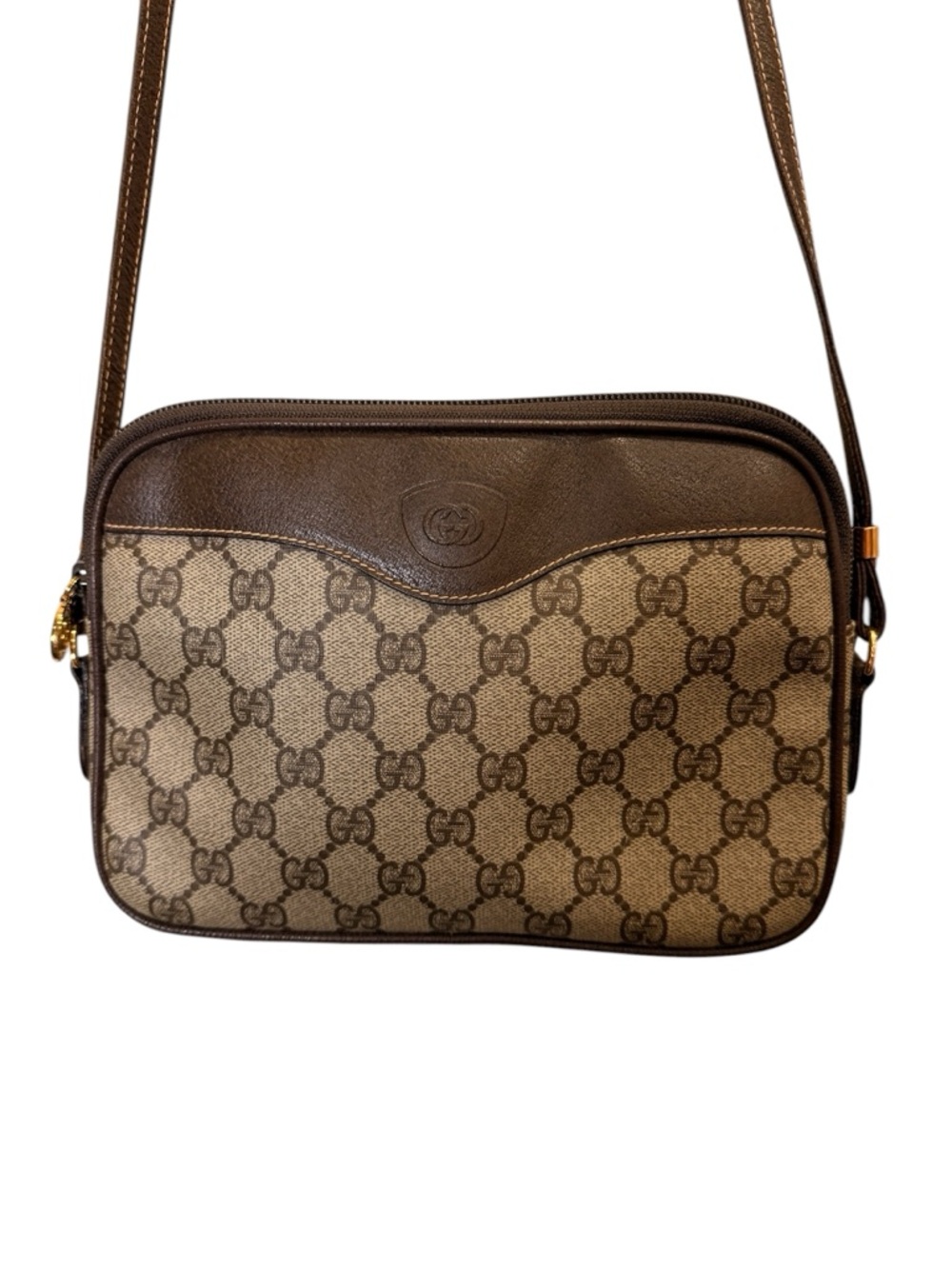 Vintage Gucci Brown GG Supreme Canvas Crossbody Bag